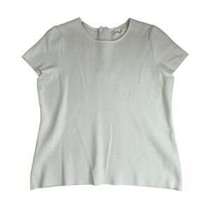 Eliza J Women's White Short Sleeve Textured Knit Top Back Zip Size‎ XL